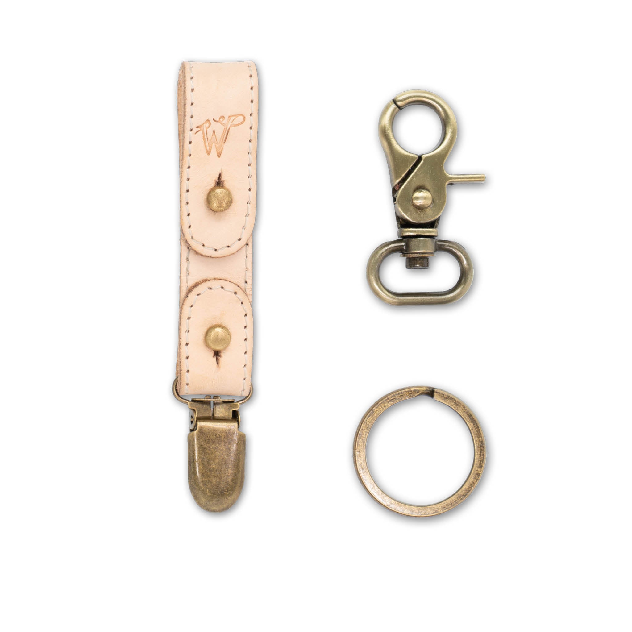 Porte-clés / Porte-chapeau Cuir Brut Surpiqué