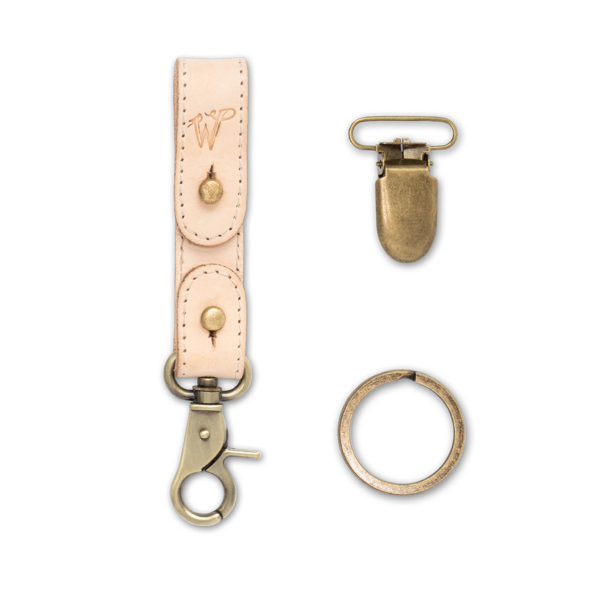 Porte-clés / Porte-chapeau Cuir Brut Surpiqué