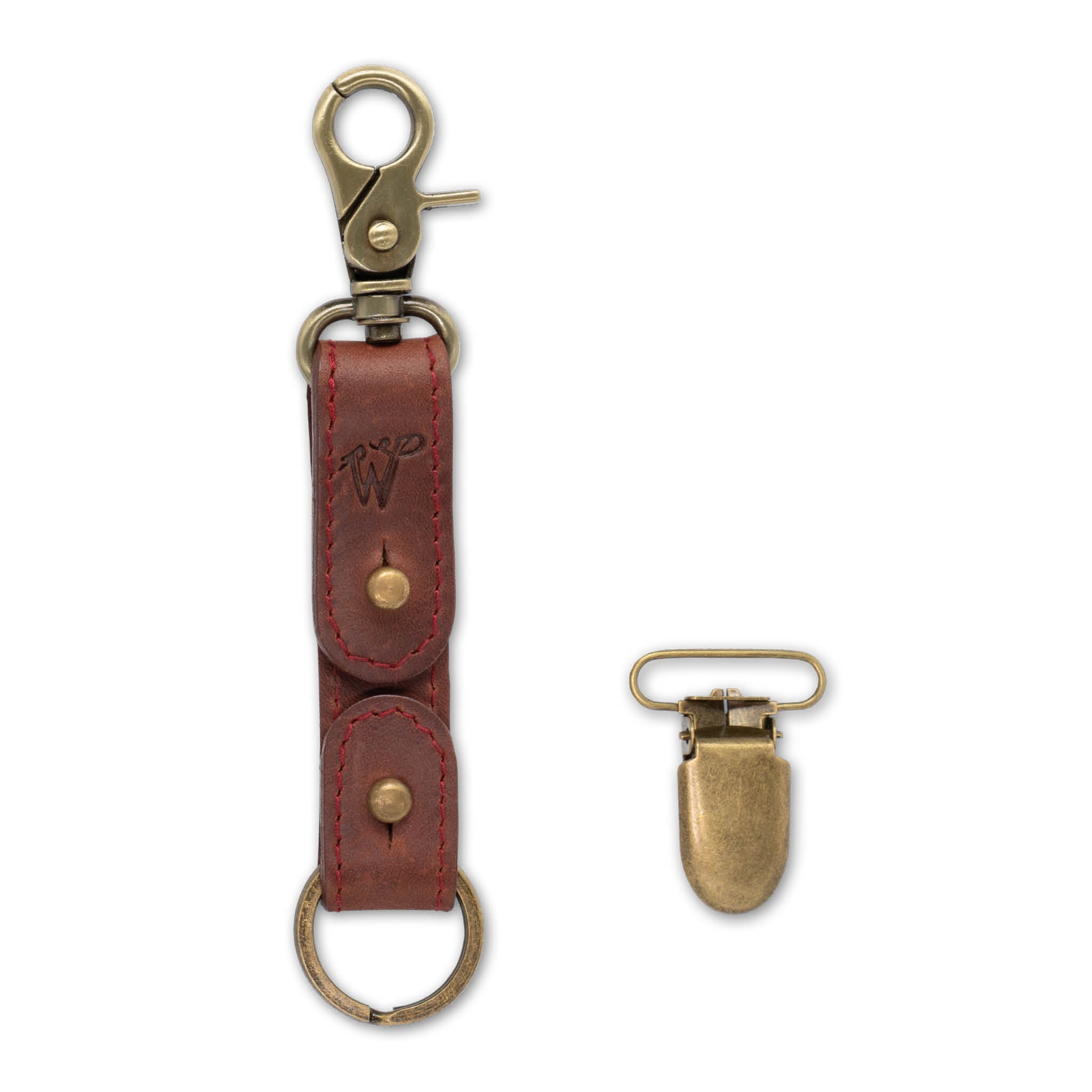 Porte-Clés / Porte-Chapeau Cuir Cousu Sang de Bœuf