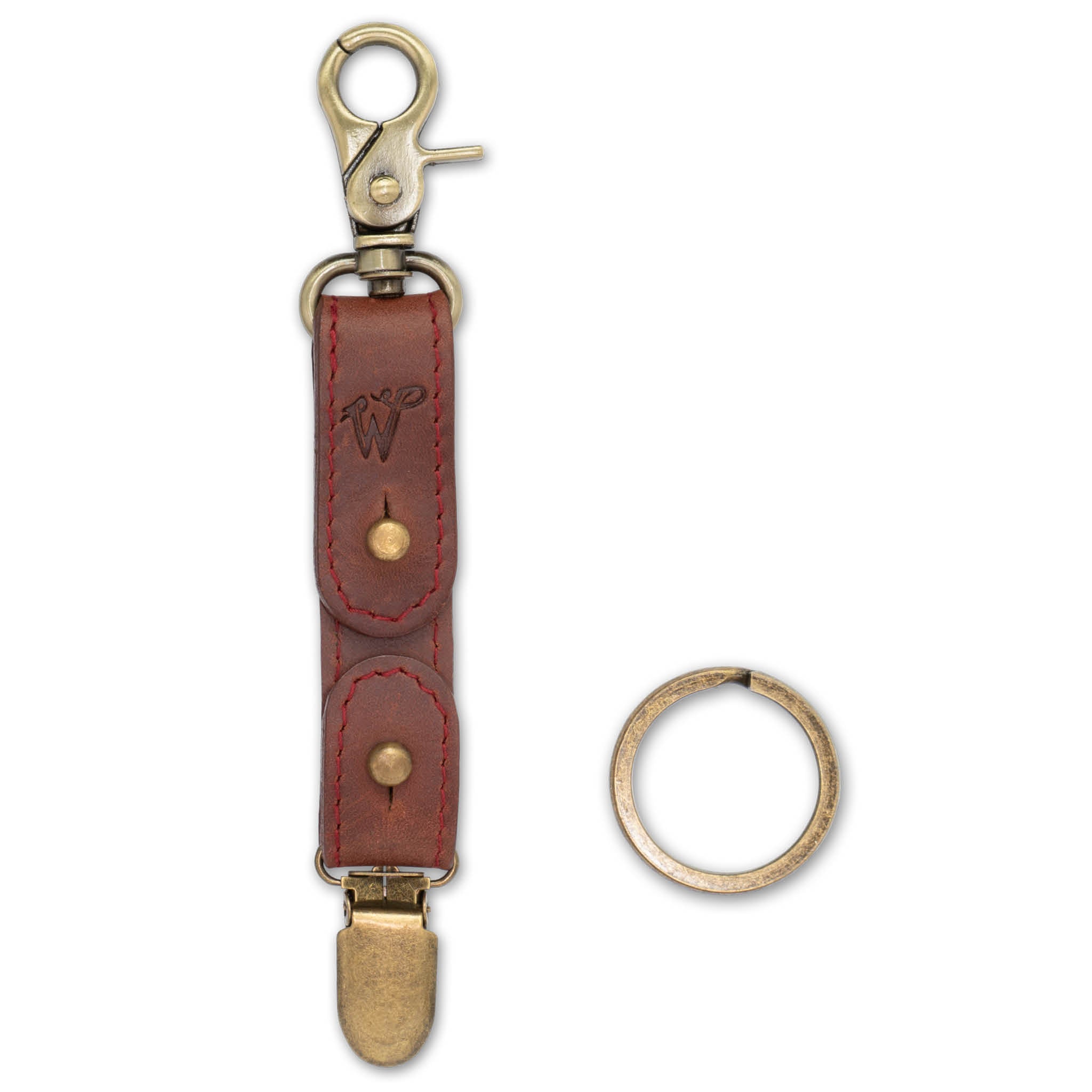 Porte-Clés / Porte-Chapeau Cuir Cousu Sang de Bœuf