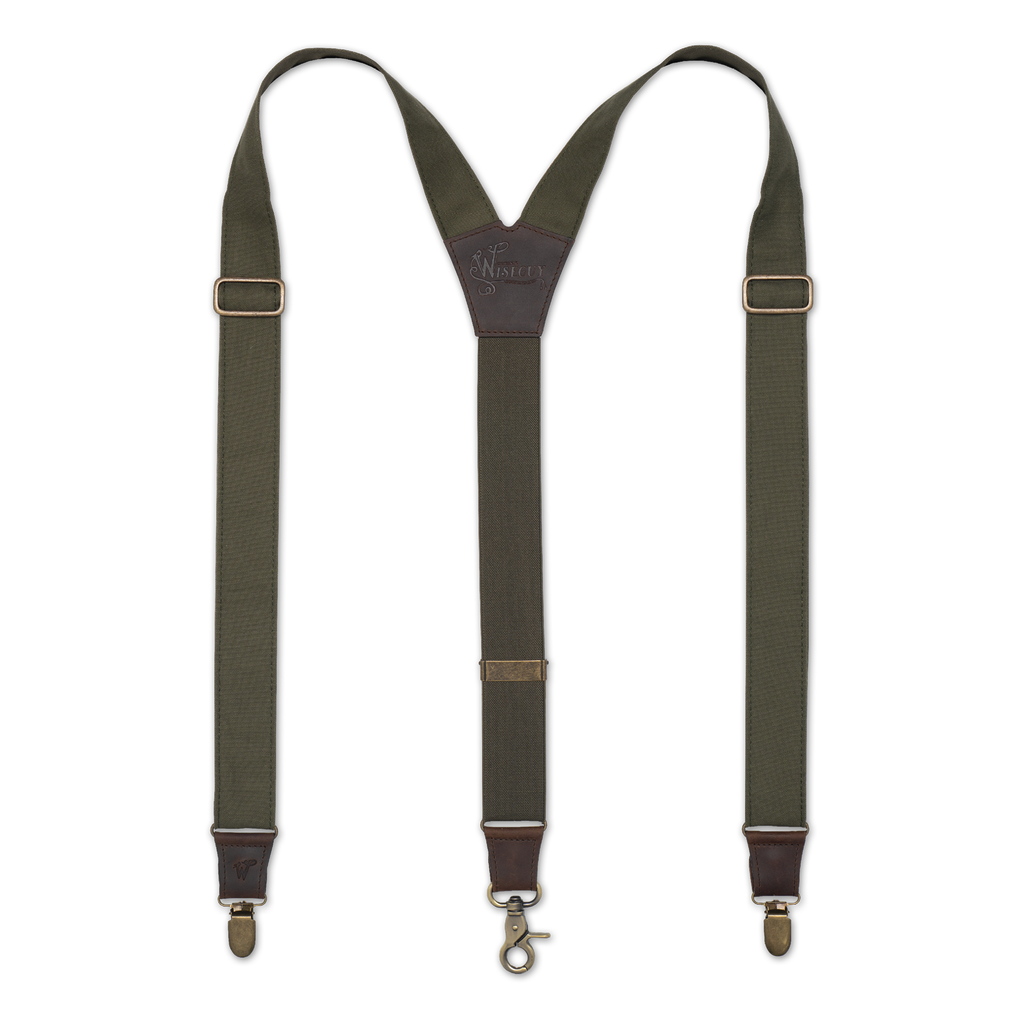 Canvas Army Green Suspenders – Mad Dog – Wide (1.36 inch / 3,5 cm