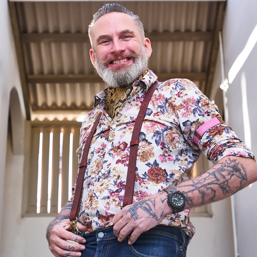 Crazy Horse Burgundy Slim Suspenders No. L2010