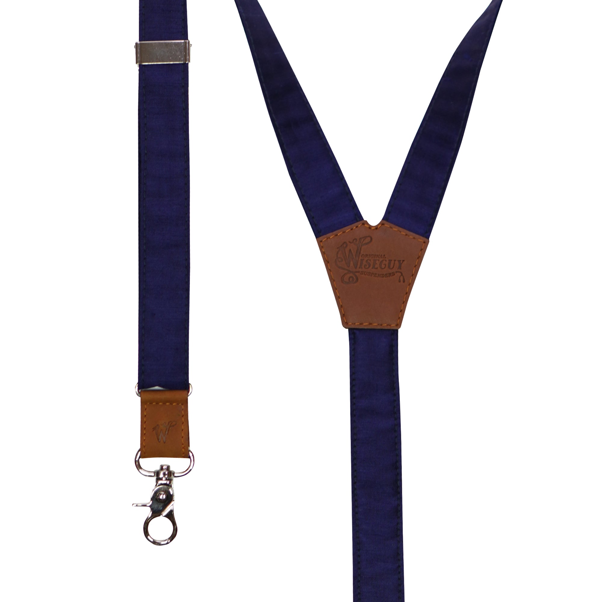 Dark Blue Suspender With Leather Detail 