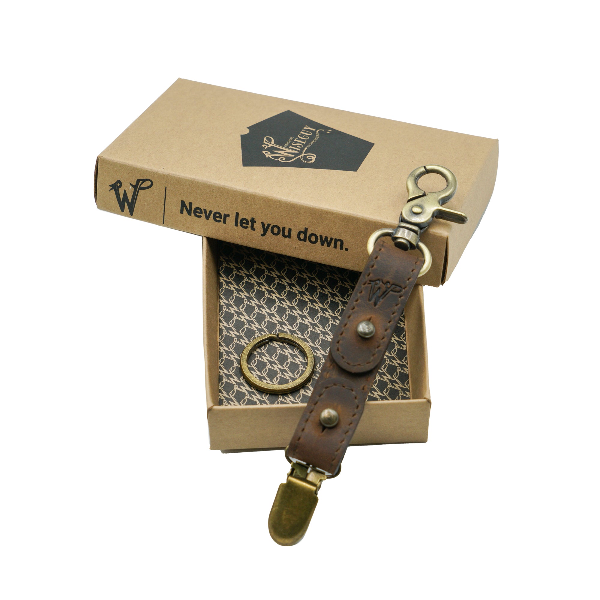 Porte-Clés / Porte-Chapeau Cuir Surpiqué Marron Foncé No. A8017