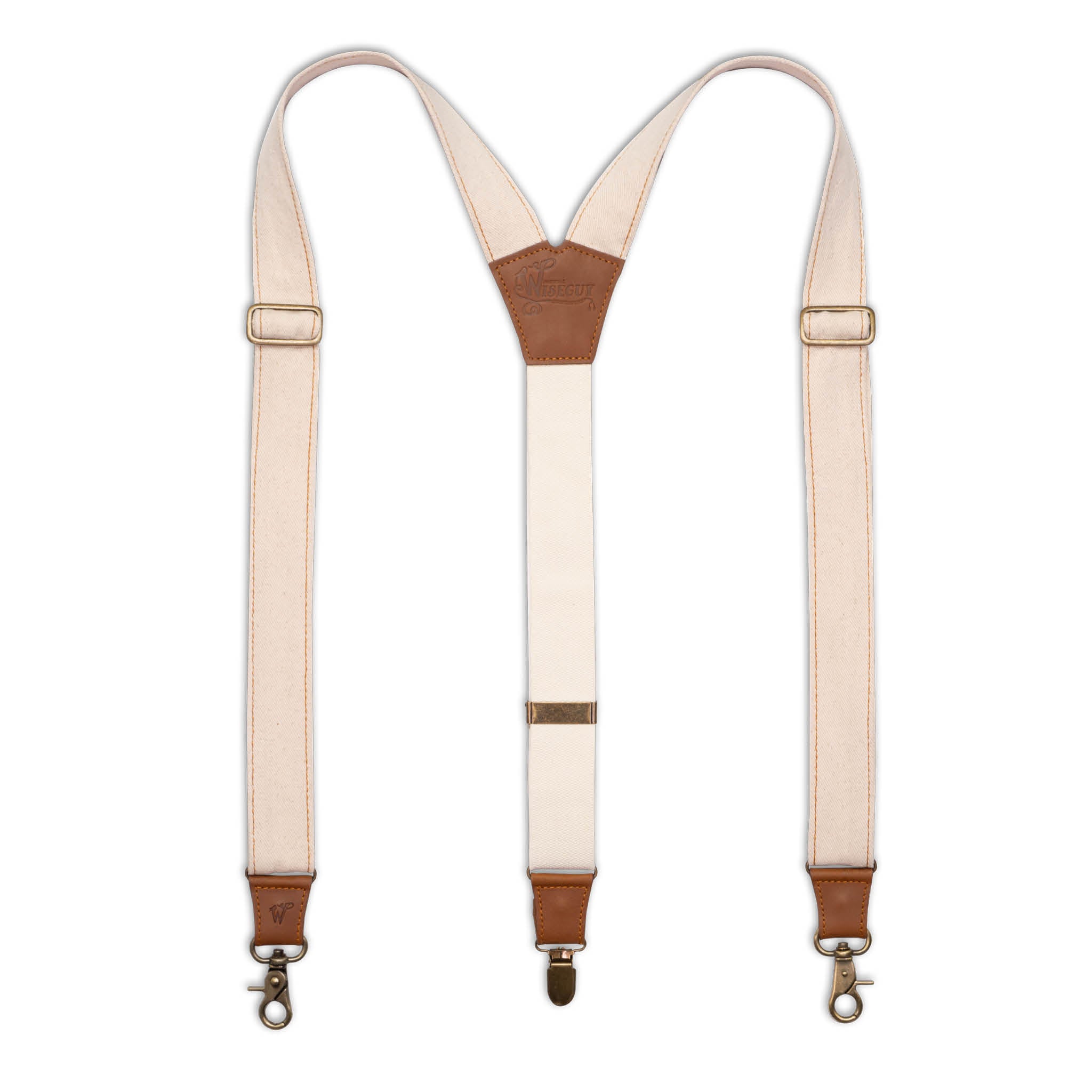 Suspenders Wide Ivory White Canvas | Wiseguy Original