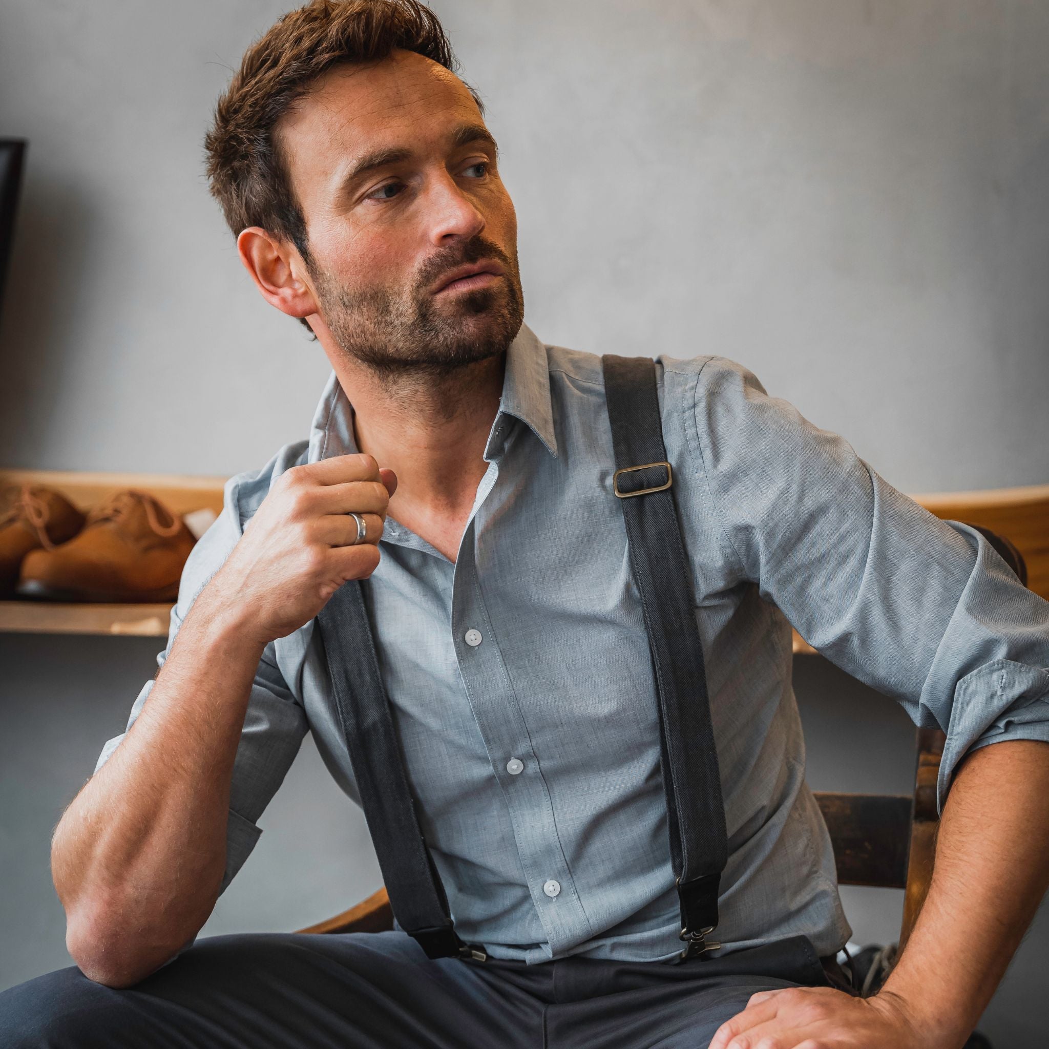 Wiseguy Original - Duck Suspenders - Canvas/Denim - Gray - Wide Wiseguy Original - Duck Suspenders - Canvas/Denim - Gray - Wide