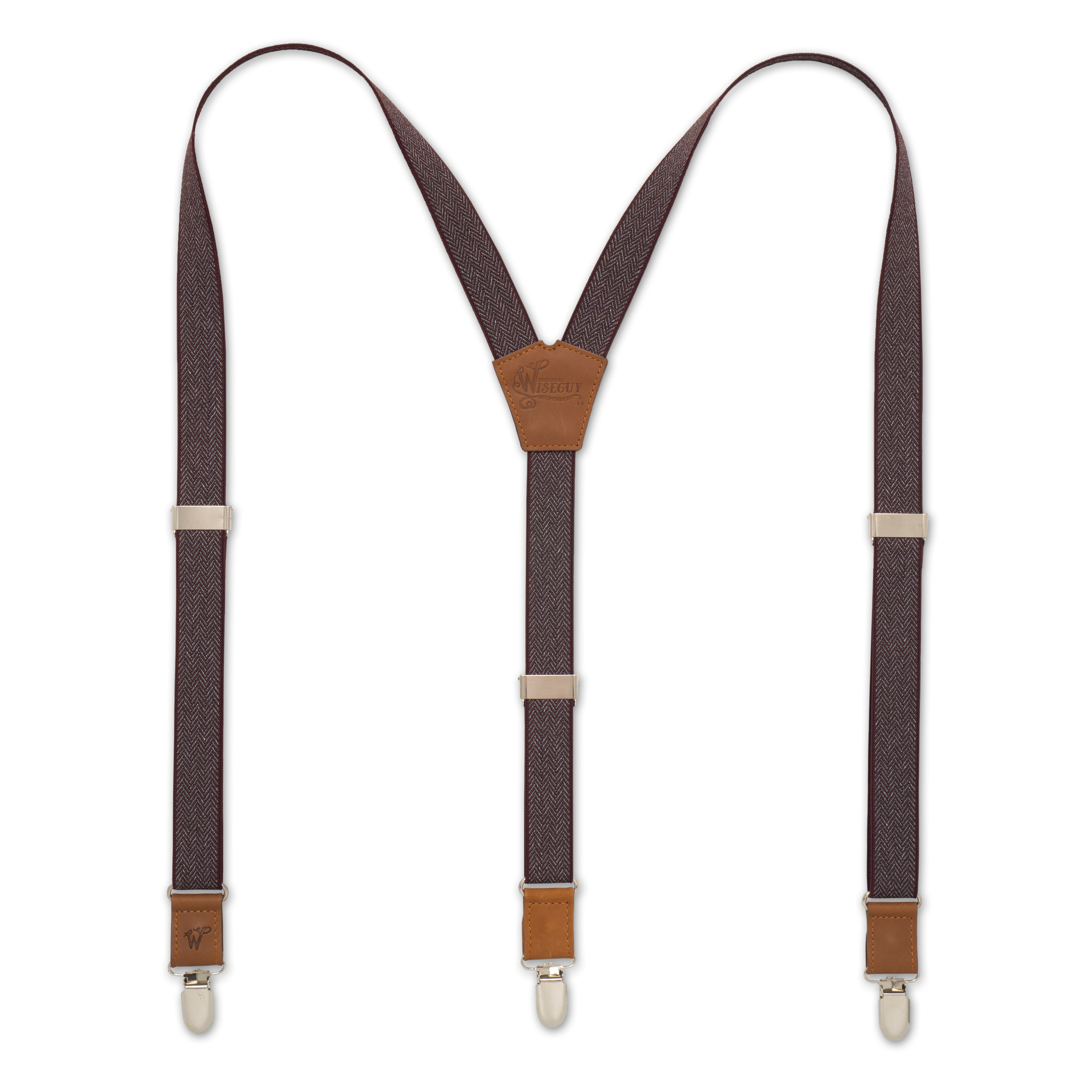 Myriad Herringbone Burgundy Slim Suspenders No. E5114