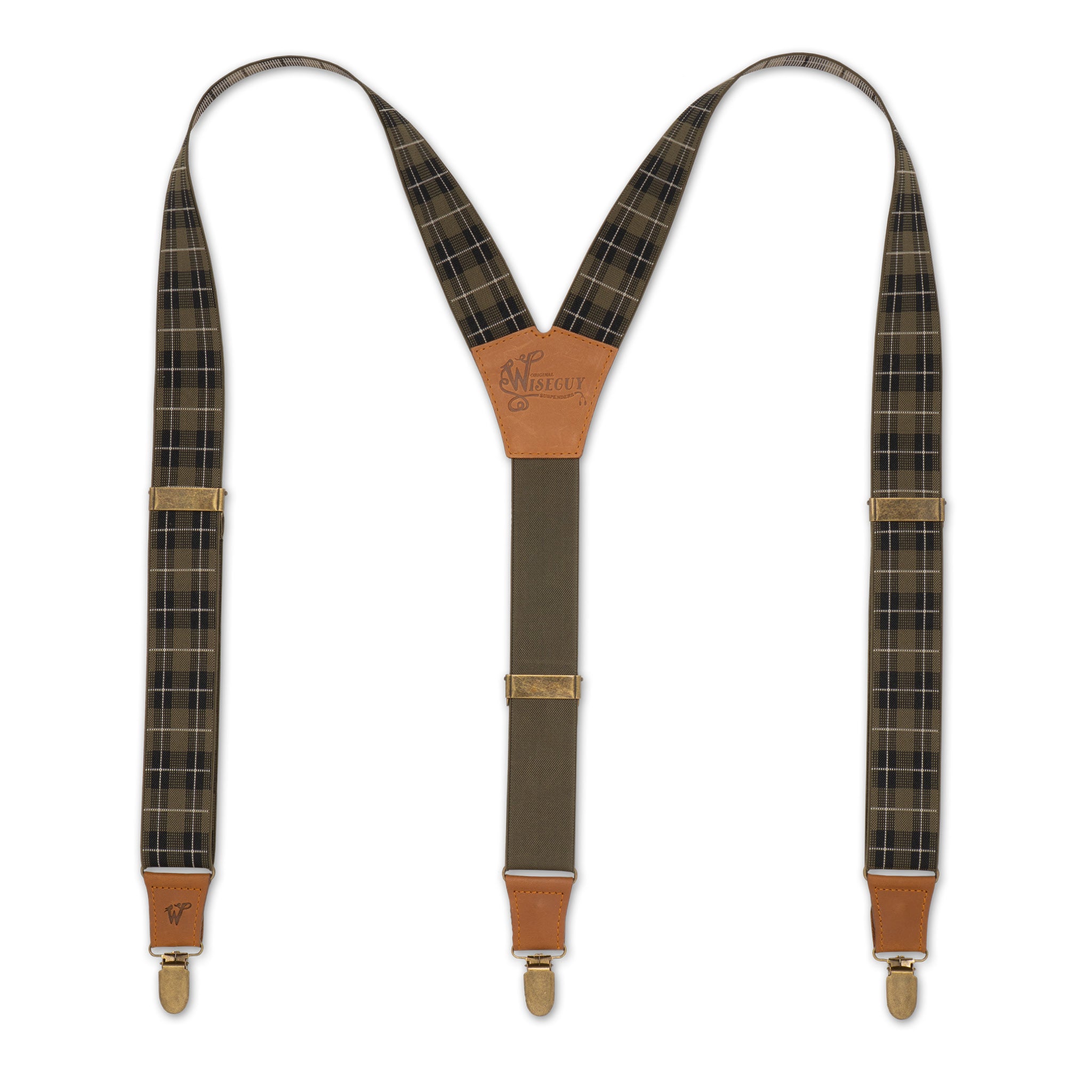 Tartan Olive-Black Wide Suspenders No. E5412