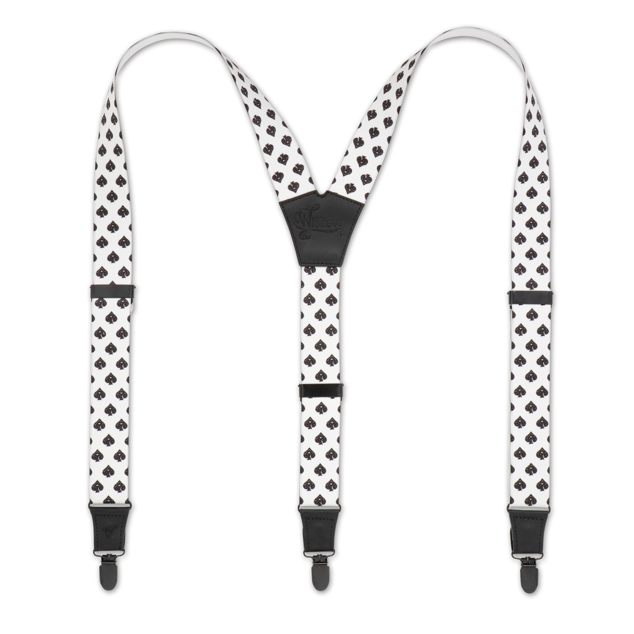 European manufactured elastic Black, White Suspenders – Statement