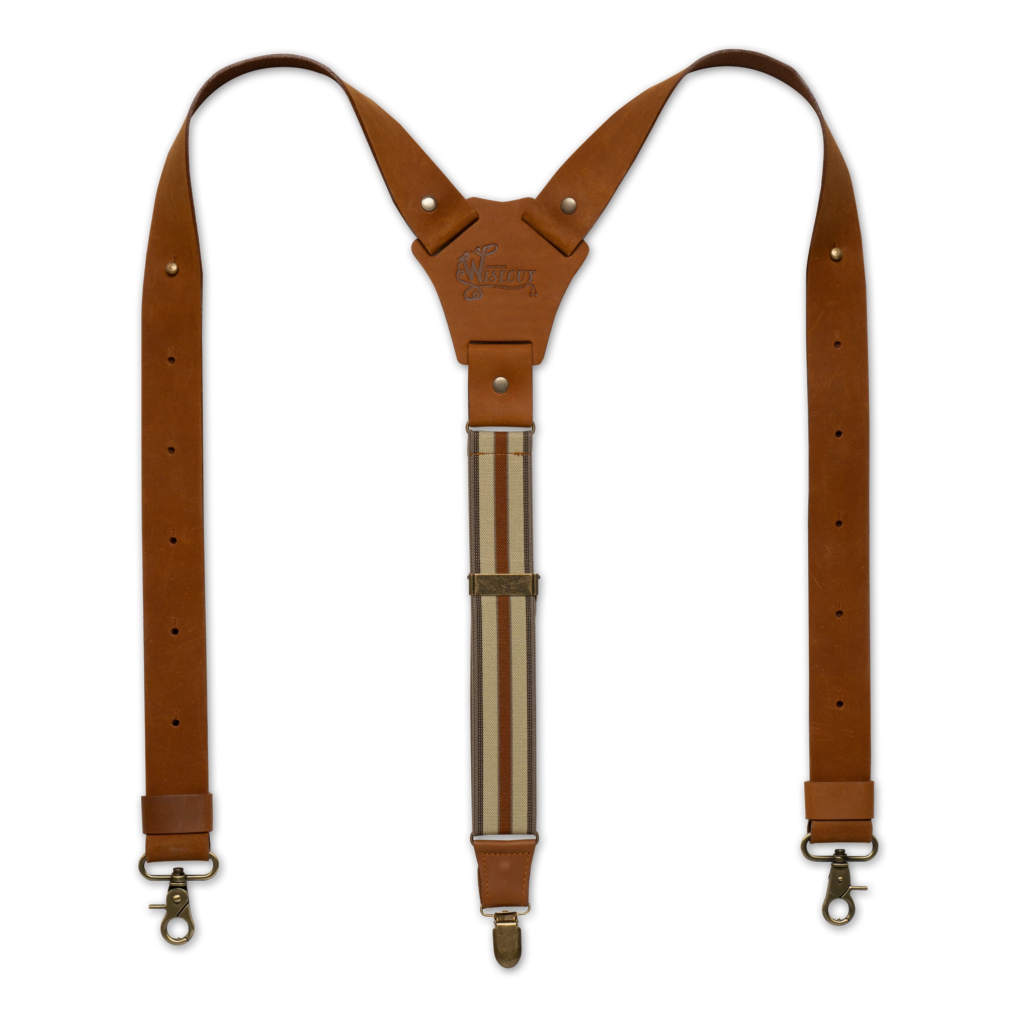 Crazy Horse Flex Camel Brown Striped Wide Suspenders No. F2125