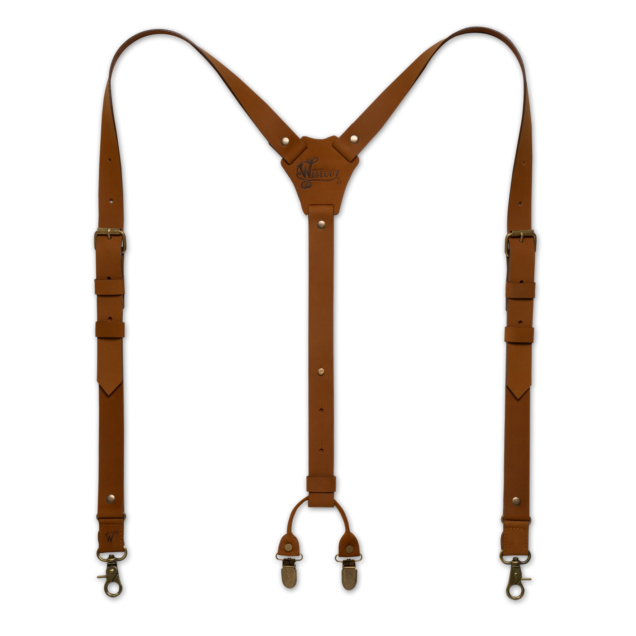 Crazy Horse Buckle Camel Brown Slim Suspenders No. L2012