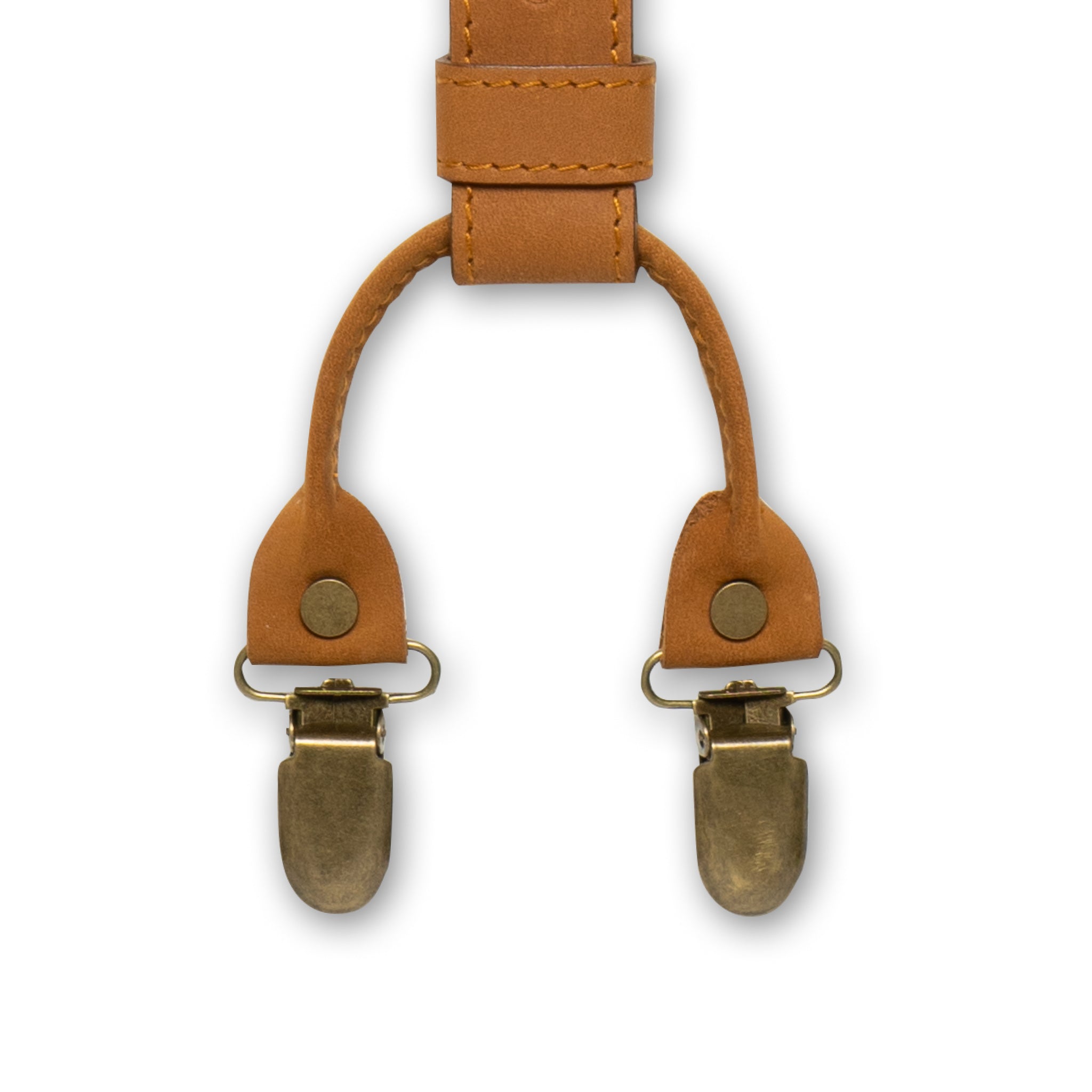 Crazy Horse Stitched Camel Brown Slim Suspenders No. L2211