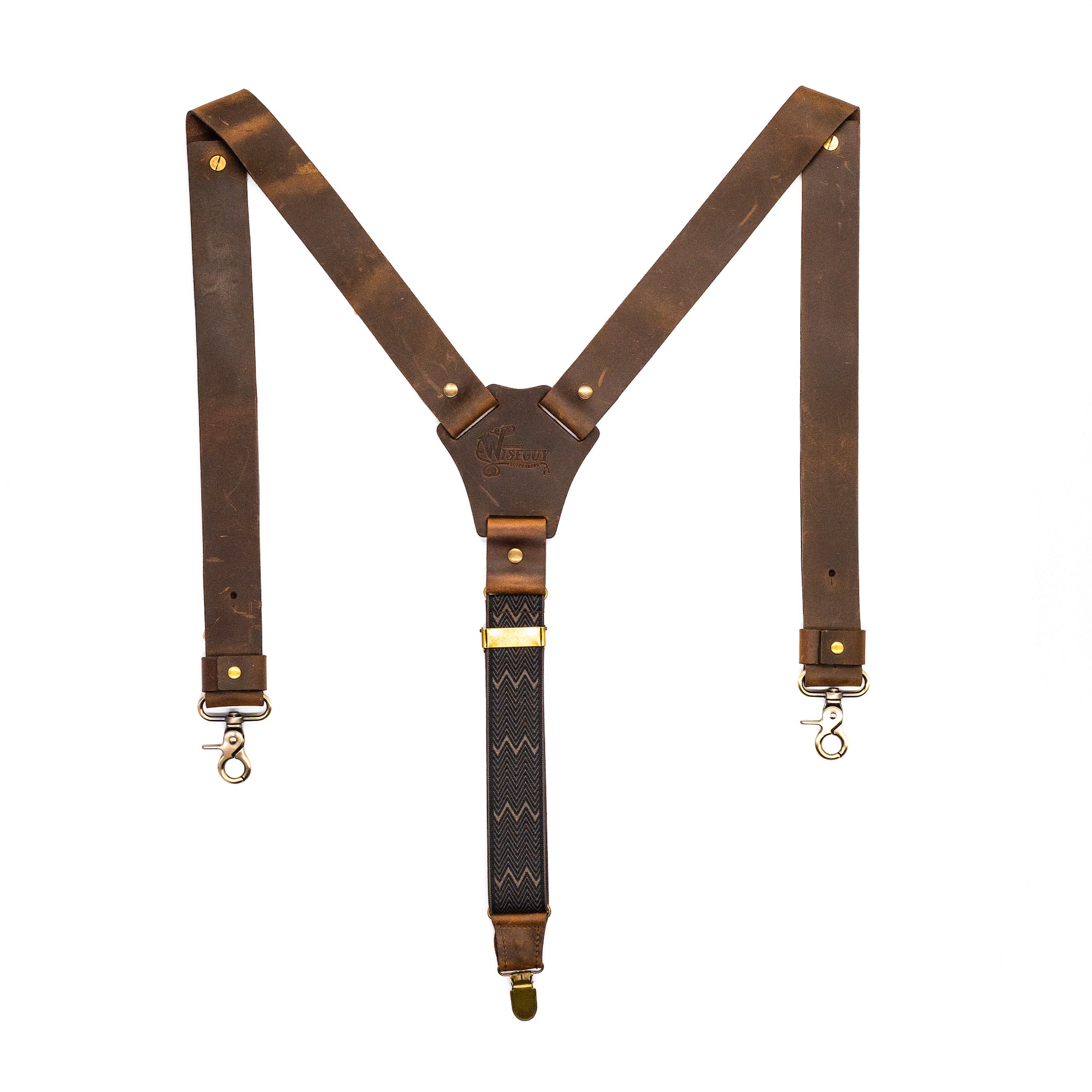 Crazy Horse Flex Brown Herringbone Wide Suspenders No. F2126