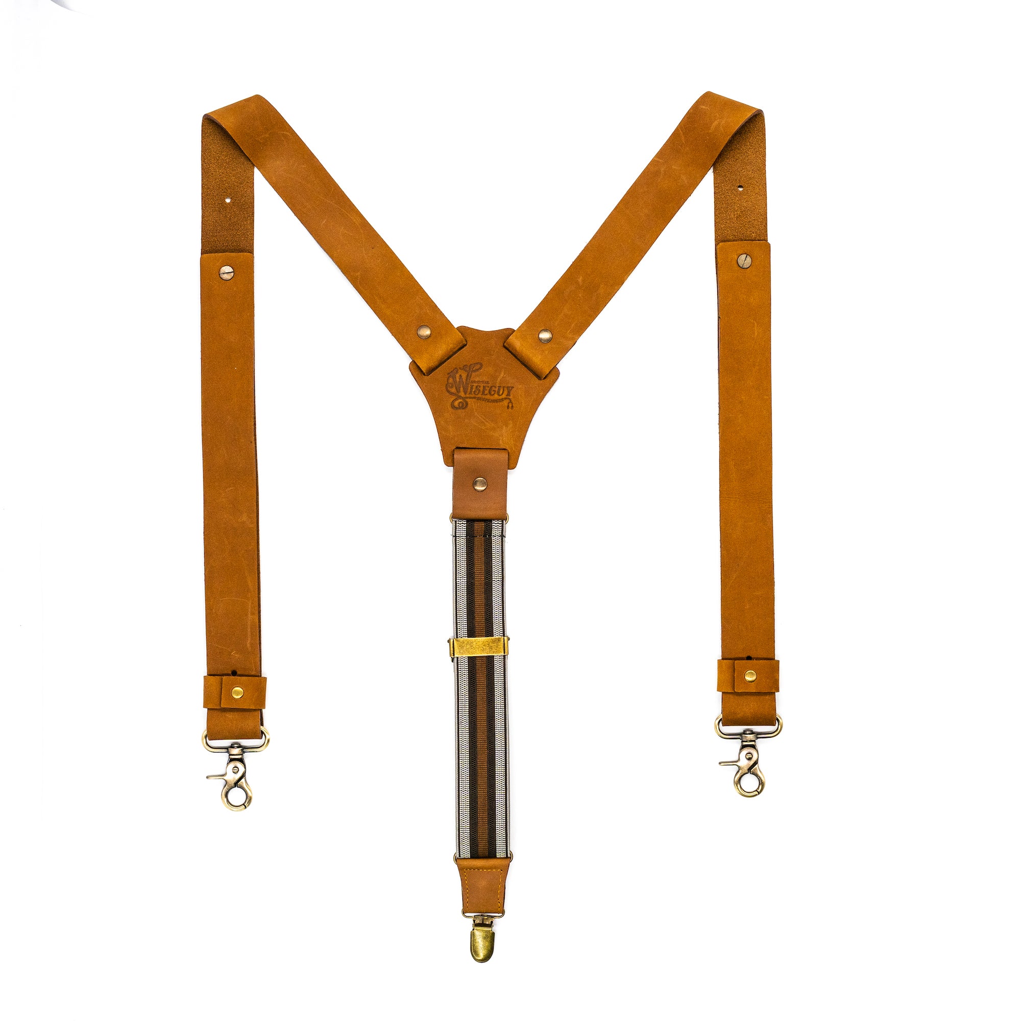 Crazy Horse Flex Camel Brown Striped Wide Suspenders No. F2127