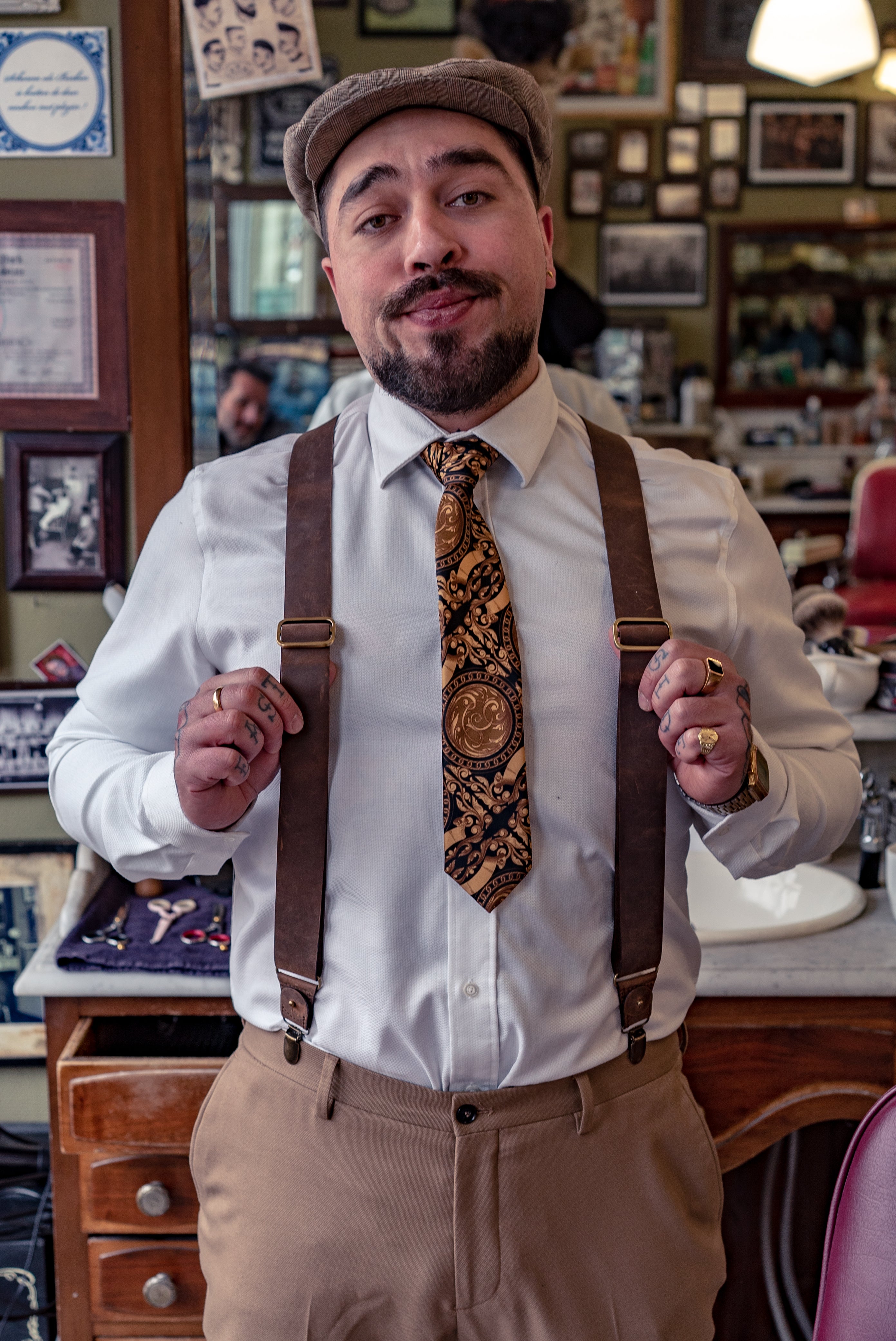 Authentic nubuck leather Dark Brown Flex Suspenders – Crazy Horse