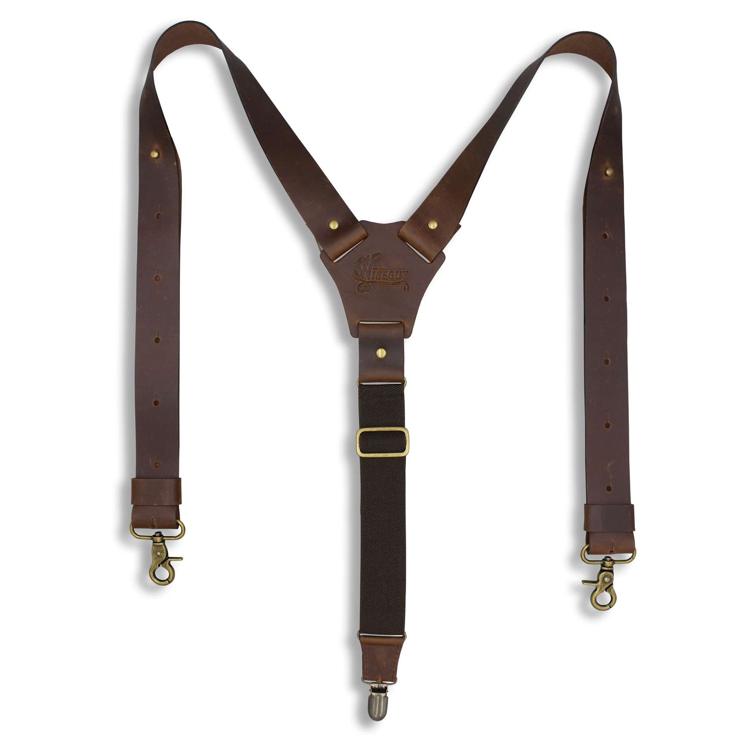 Suspenders Wide Dark Brown Leather Flex | Wiseguy Original