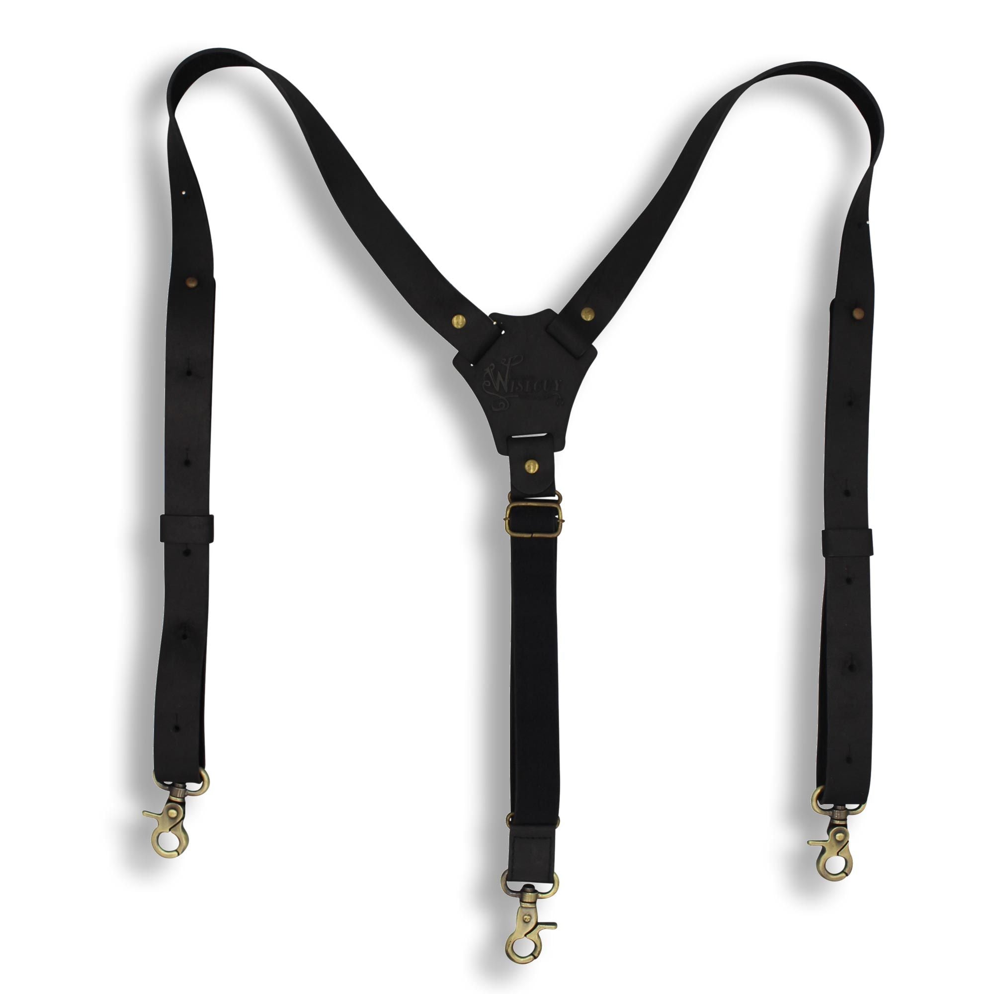 Suspenders Slim Black Leather Flex | Wiseguy Original