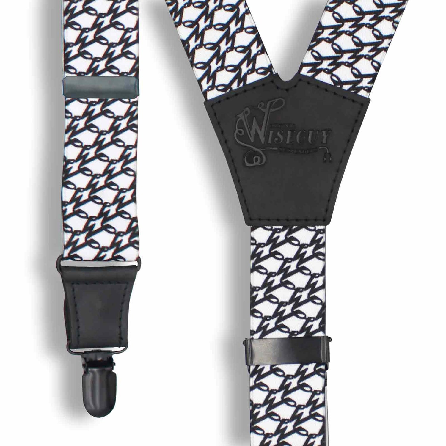 Suspenders Wide Black & White Elastic | Wiseguy Original
