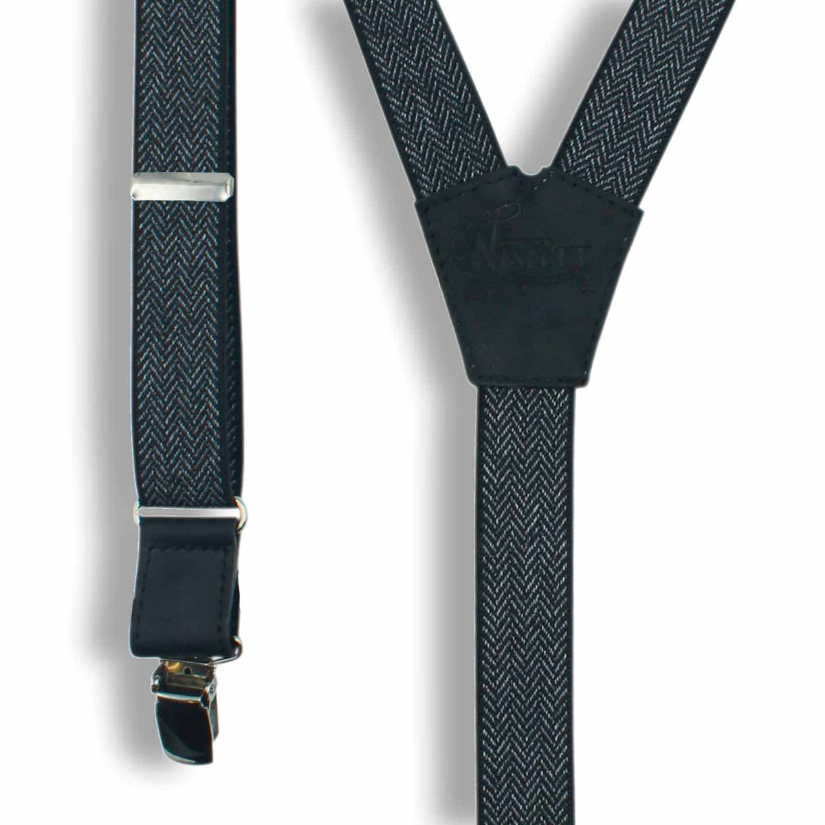 Myriad Herringbone Black Slim Suspenders No. E5113