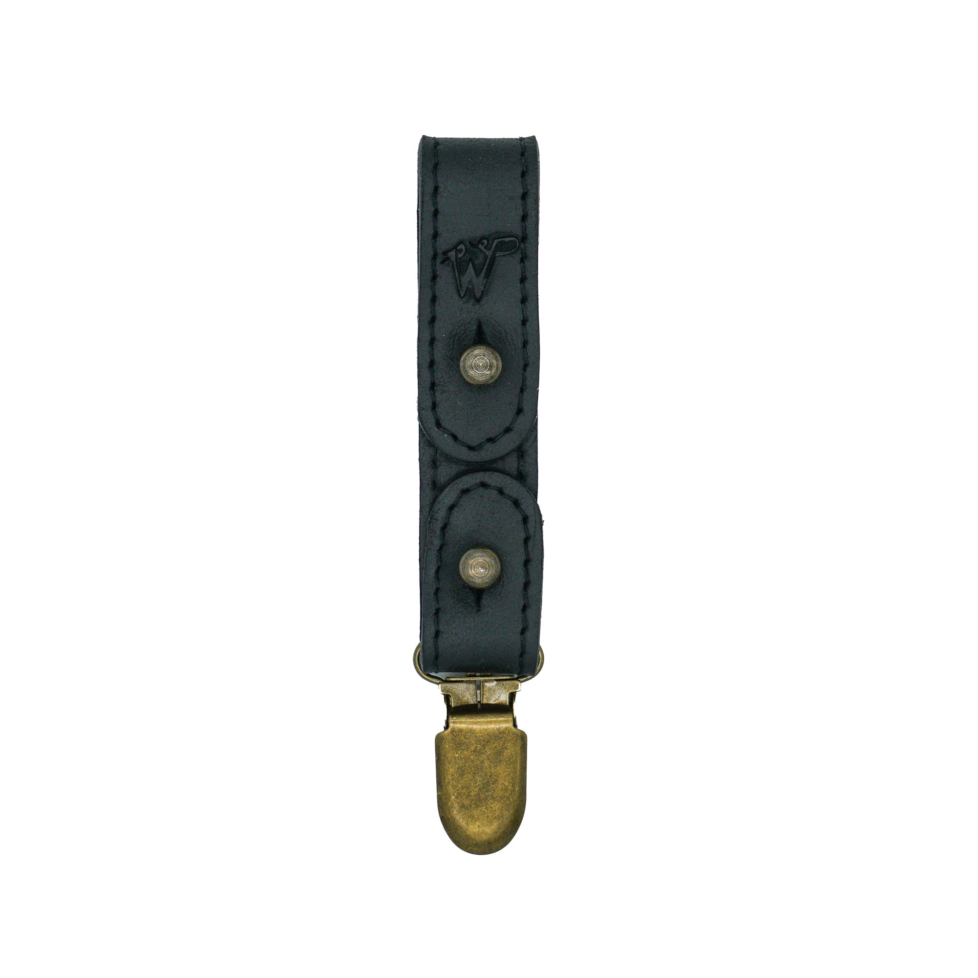 Schlüsselanhänger / Huthalter aus schwarzem genähtem Leder Nr. A8017