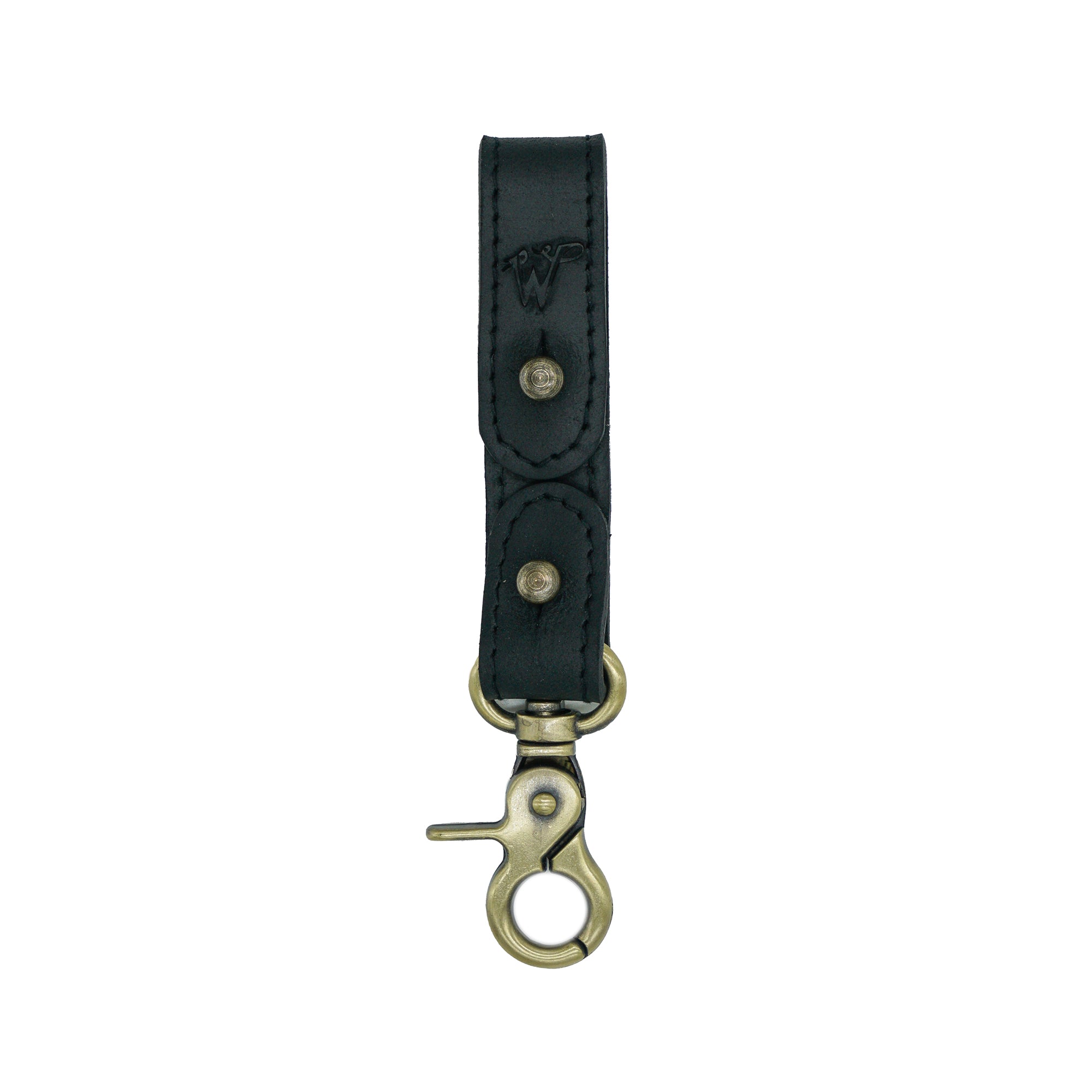 Schlüsselanhänger / Huthalter aus schwarzem genähtem Leder Nr. A8017
