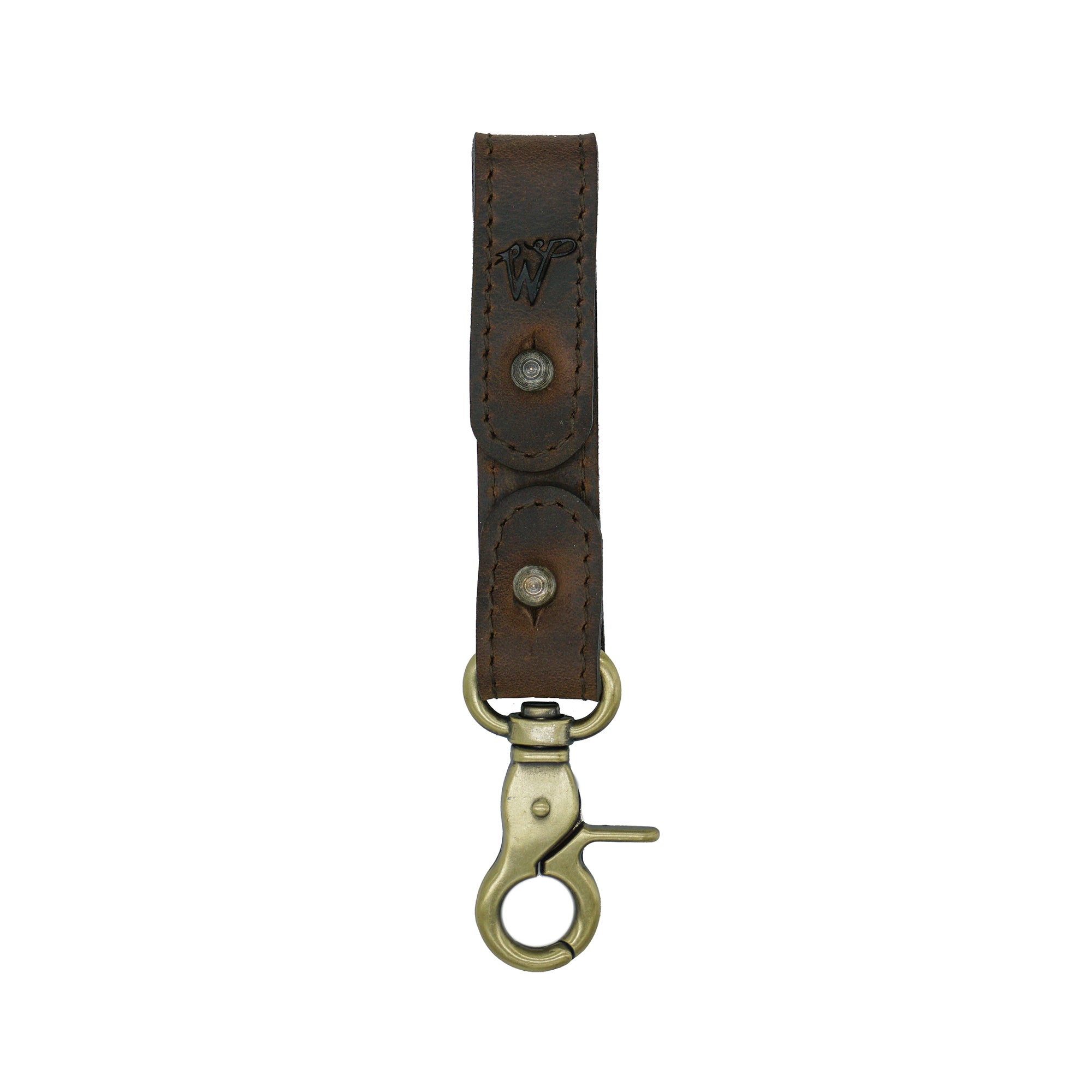 Keyring / Hat-holder Dark Brown Stitched Leather No. A8017