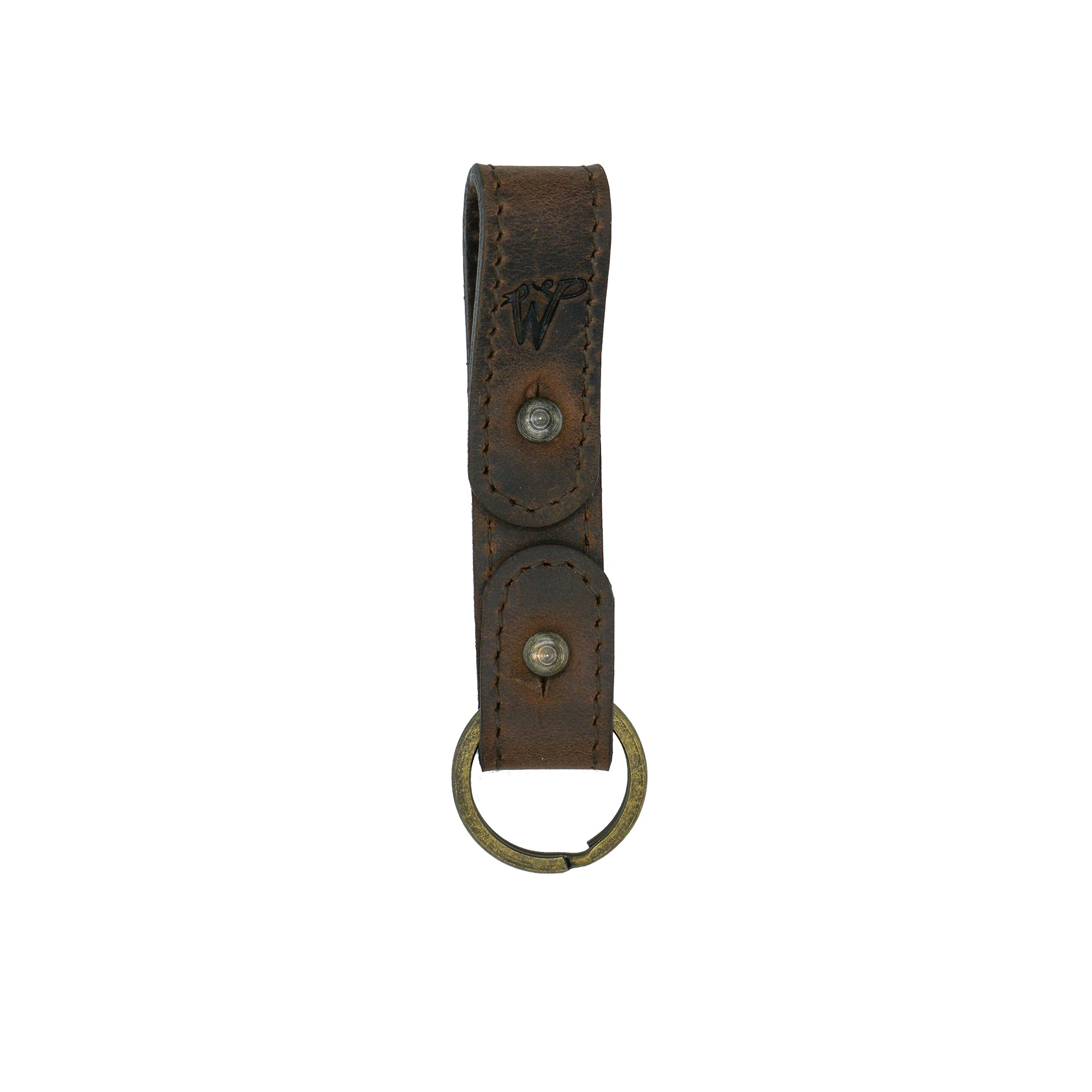 Keyring / Hat-holder Dark Brown Stitched Leather No. A8017