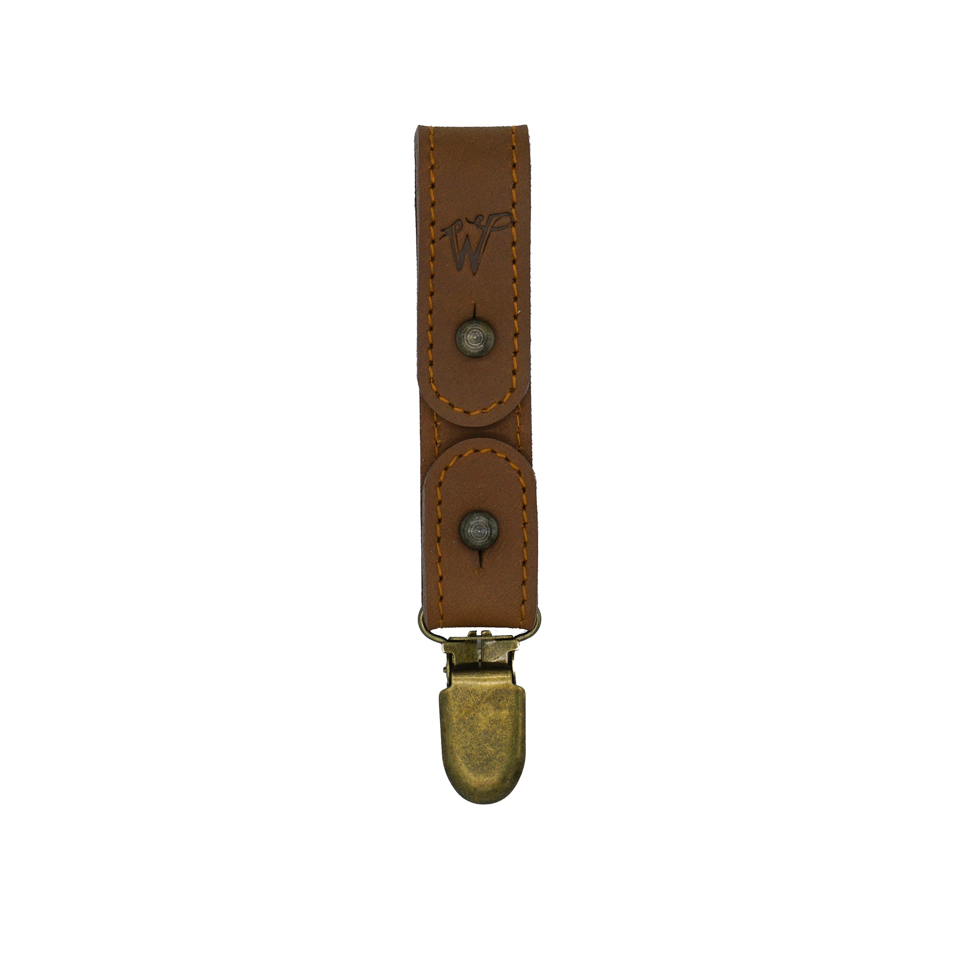 Keyring / Hat-holder Camel Brown Stitched Leather No. A8017