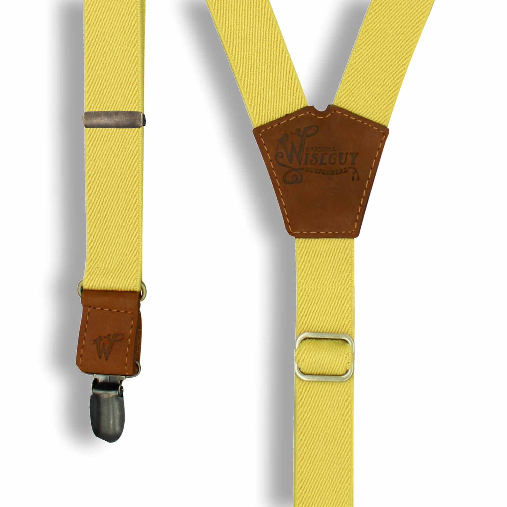 The Tuscany Suspenders on Camel Brown & Brass slim straps (1 inch/ 2.5 cm) - Wiseguy Suspenders