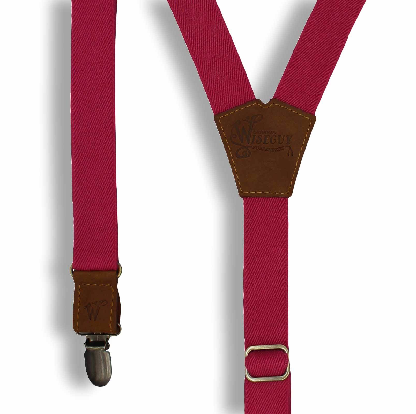 The Cyclamen Red 1 inch thin Y shape casual Suspenders Braces for Men - Wiseguy Suspenders