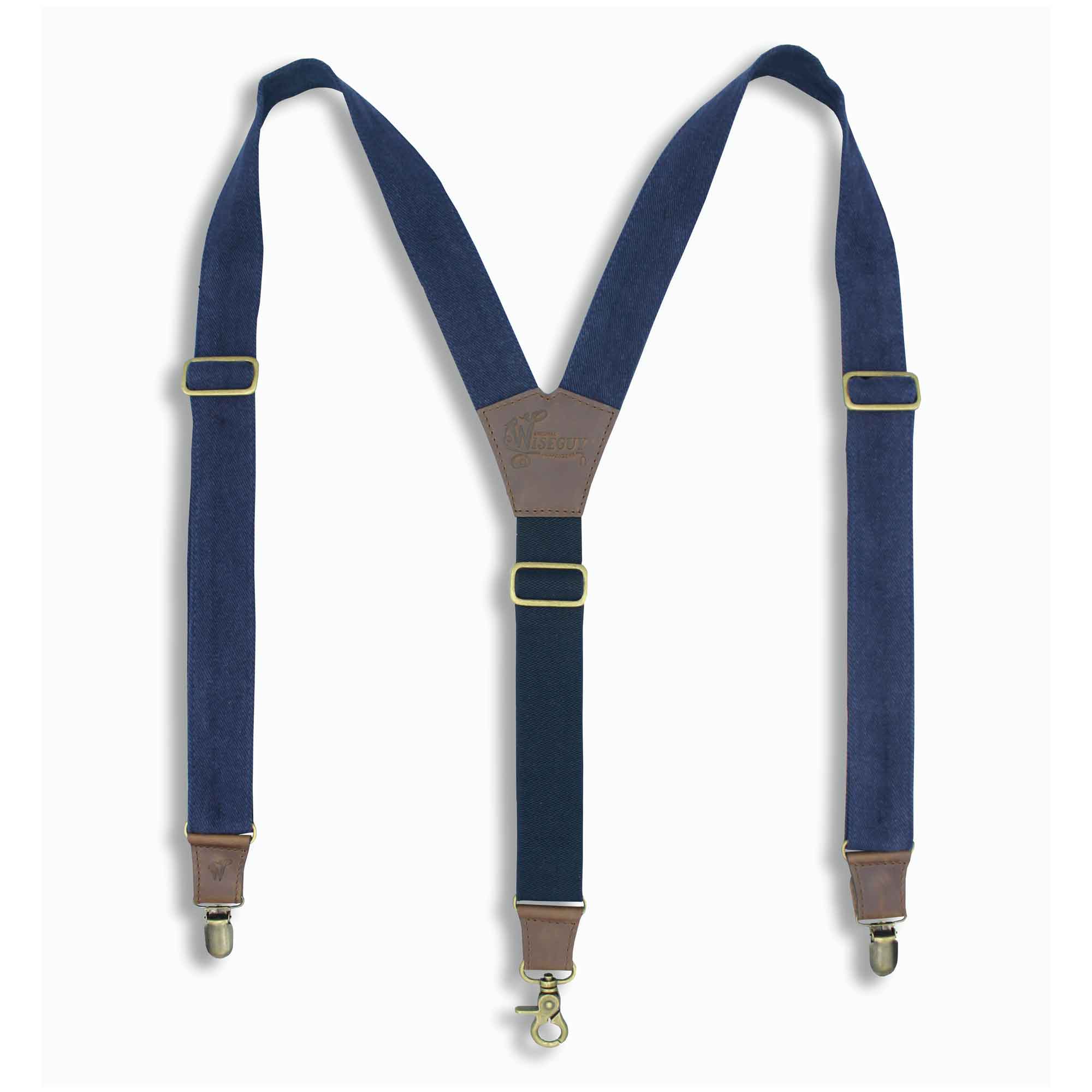 The Duck Denim Blue Suspender with adjustable Elastic Back Strap 1.3" - Wiseguy Suspenders