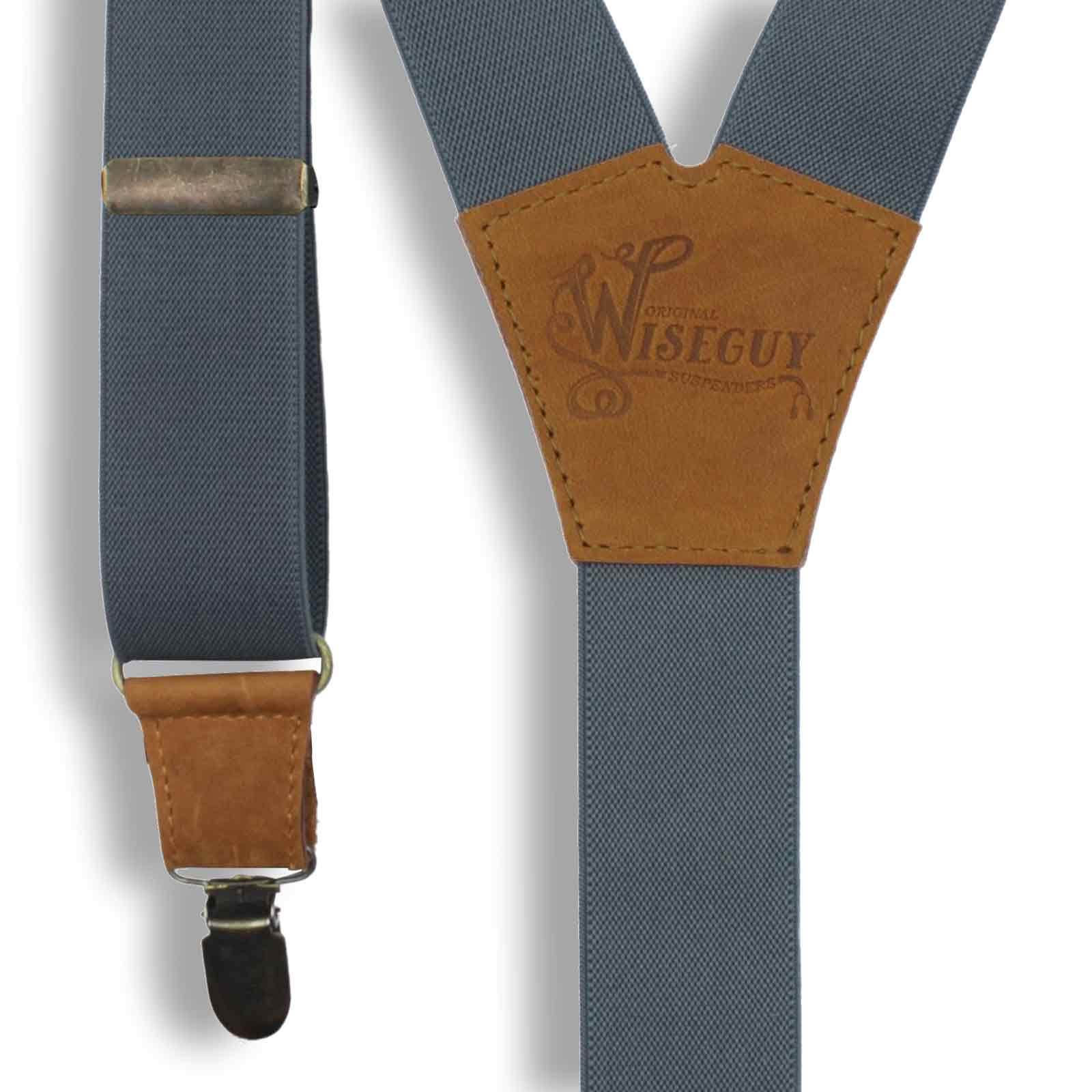 Gray on Camel Brown Suspenders wide straps (1.36 inch/3.5 cm) - Wiseguy Suspenders