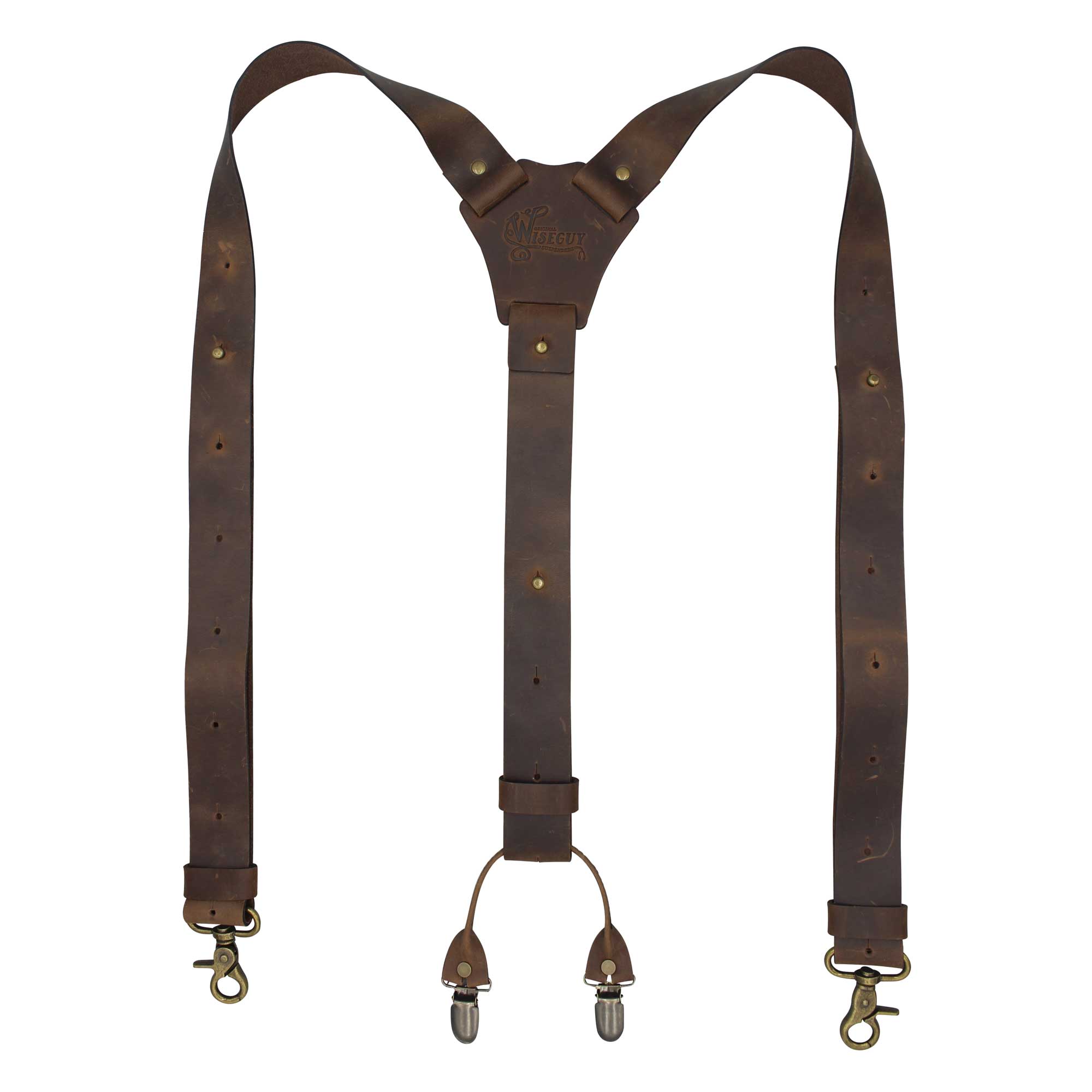 Chocolate Raw Leather Suspenders