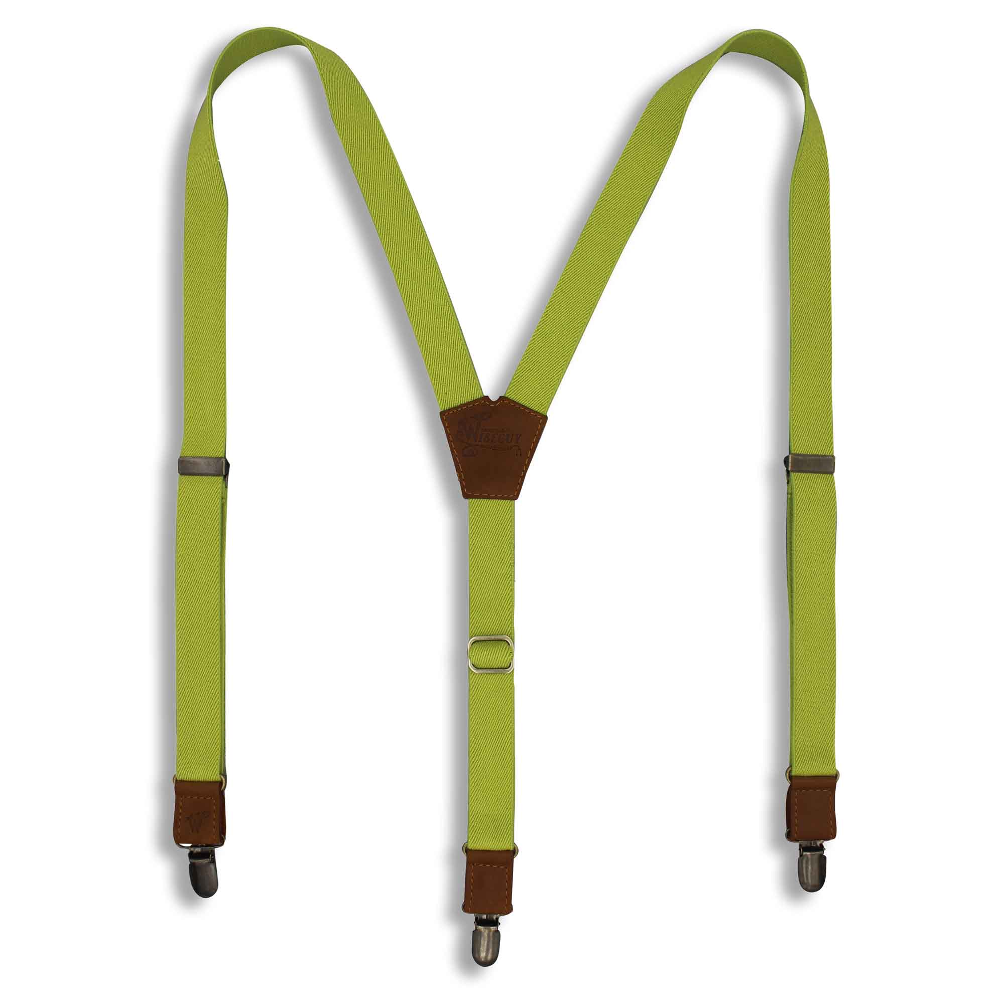 The Lime on Camel Brown Suspenders & Brass slim straps ( 1 inch/ 2.5cm) - Wiseguy Suspenders