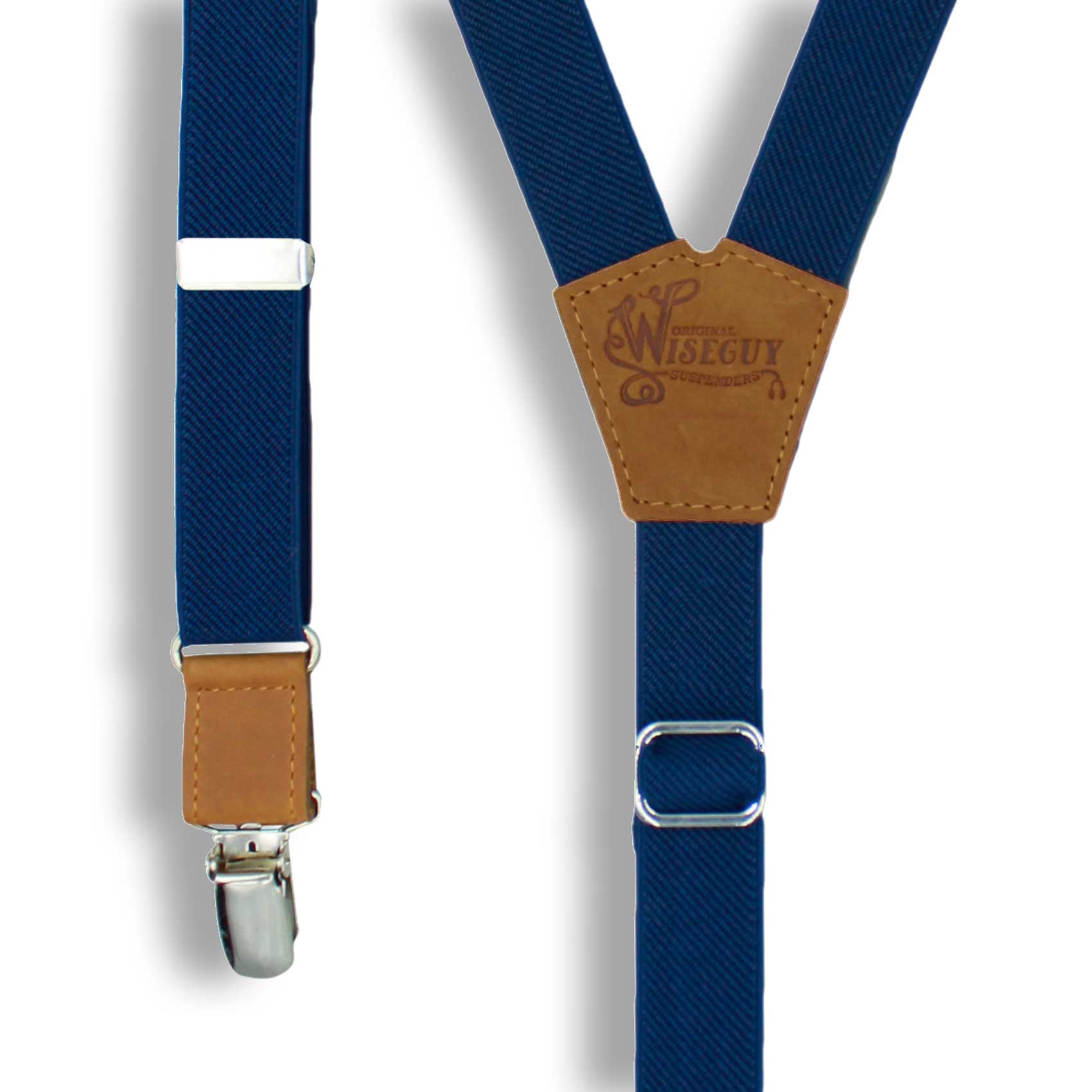 Navy Blue Suspenders slim straps (1 inch/2.54 cm) - Wiseguy Suspenders