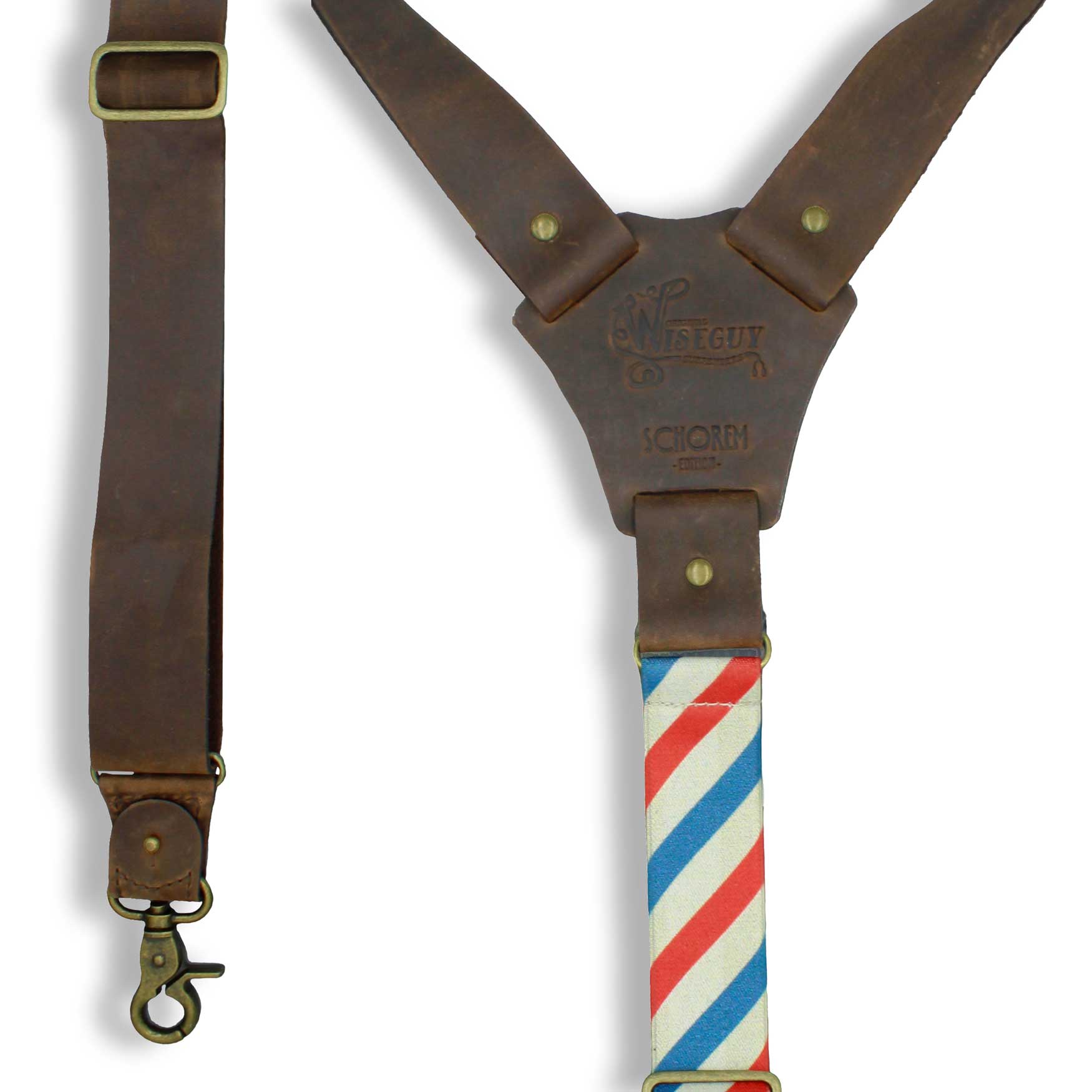 Crazy Horse Flex Schorem Barber Pole Dark Brown Wide Suspenders No. F2123