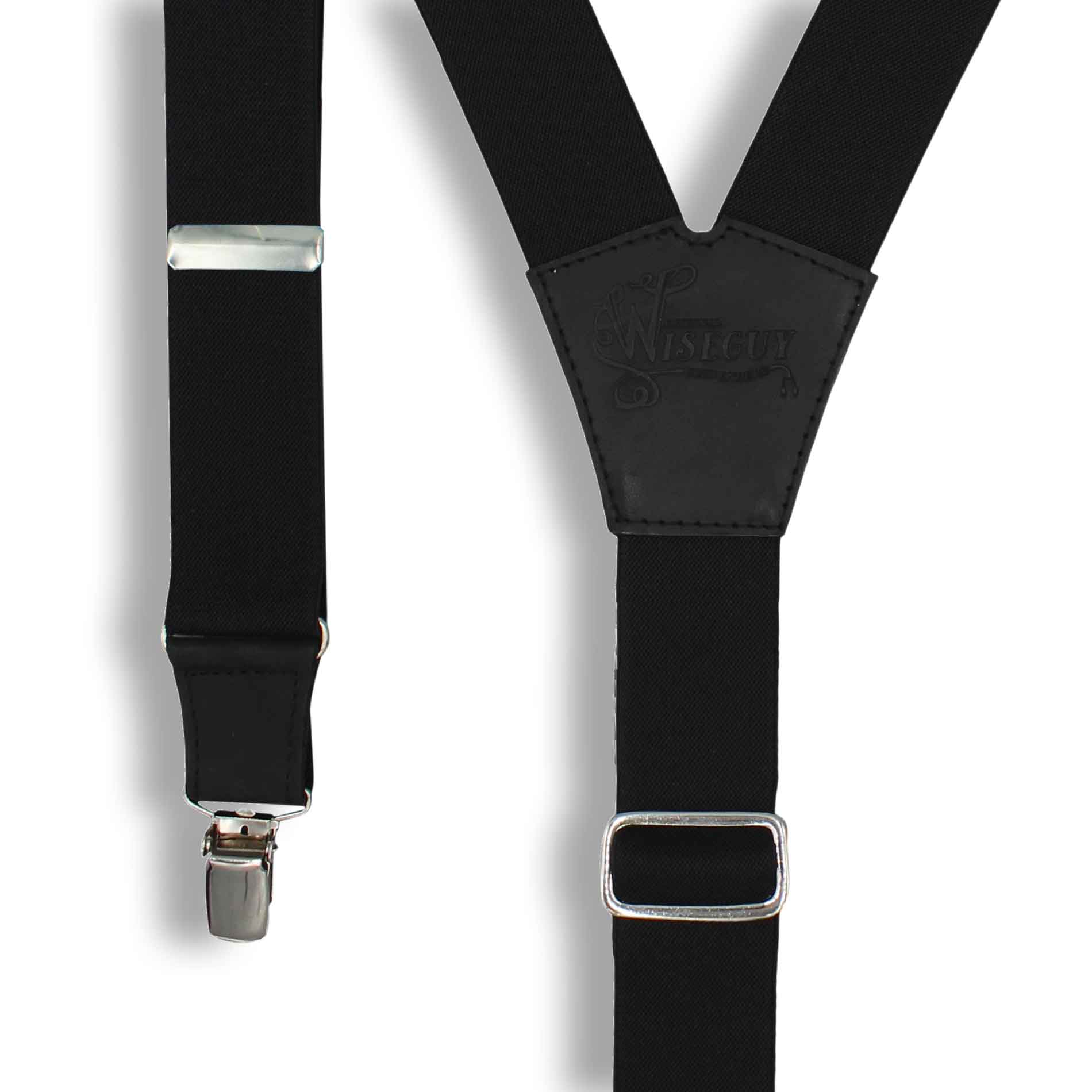 Soul Suspenders Black on Black wide straps (1.36 inch/3.5 cm) - Wiseguy Suspenders