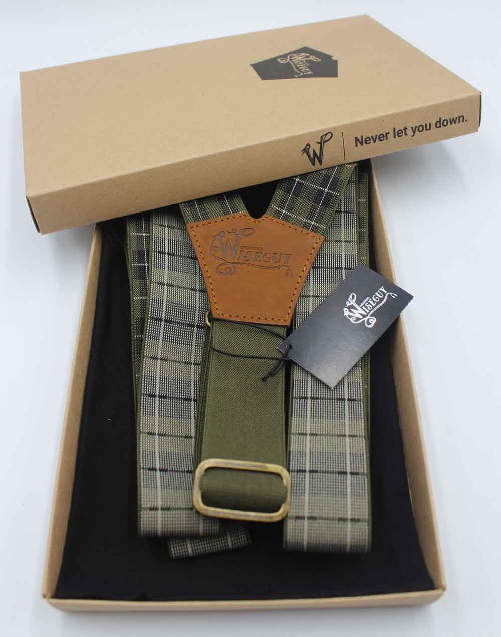 Suspenders Scottish Tartan Design Gray, Black Elastic Wide 1.36 inch - 3,5 cm | Wiseguy Original offers