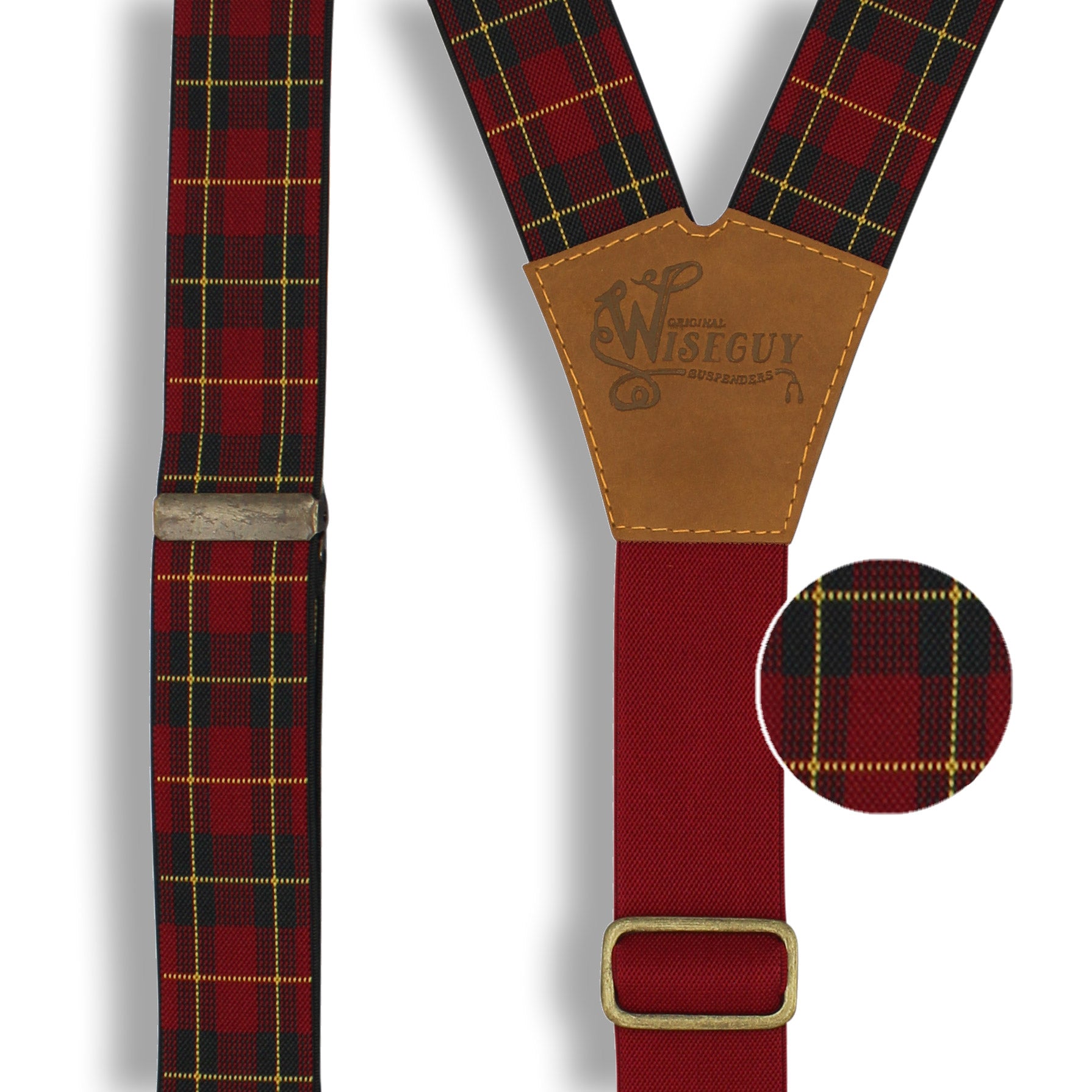 Tartan Red-green-yellow Suspenders wide straps (1.36 inch/ 3.5cm) - Wiseguy Suspenders